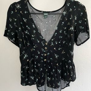 Black Floral Blouse